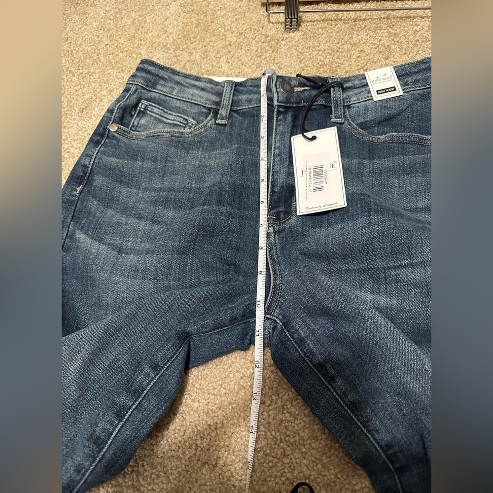 NWT Judy Blue High Waist Wide Leg Crop Jeans Dark Blue Size 7/28 - Picture 14 of 14
